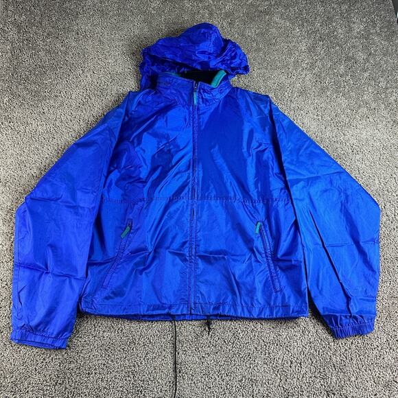 VINTAGE LL Bean Jacket Mens Large Blue Full Zip Nylon Windbreaker Outdoors Coat - Picture 1 of 11